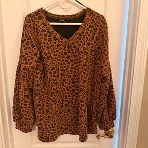 GAP Women's Animal Print V-Neck Sweatshirt - Brown